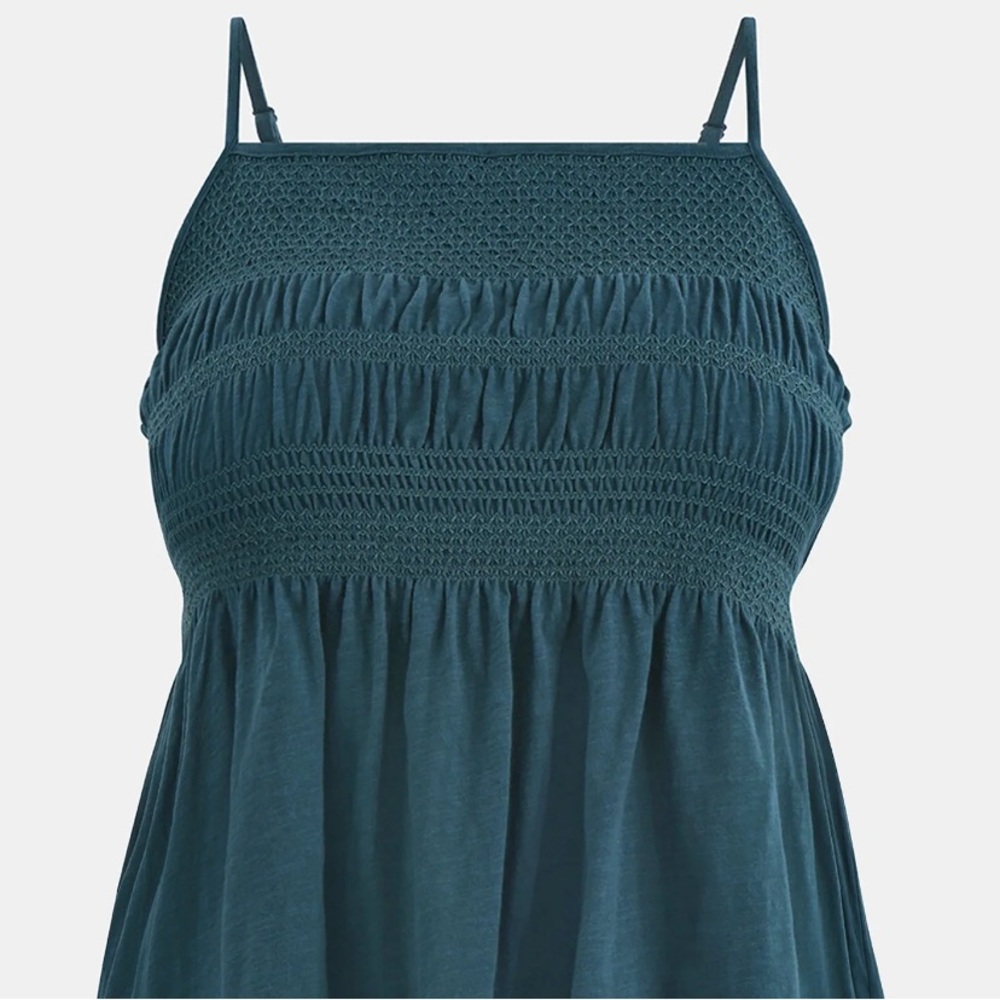 Terra & Sky Teal Smocked Tank with Thin Straps